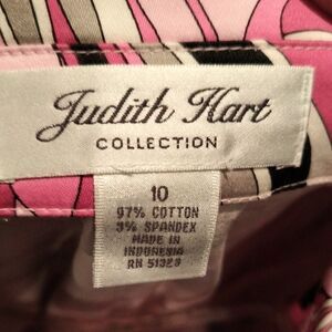 NWT Judith Hart Collection Pink, Black, White & Tan Floral Paisley Print Dress